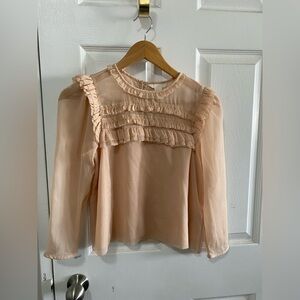 ✨ TRENDING: H&M Sheer Ruffle Blouse - Nude Chiffon - US 4 - EUC✨